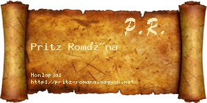 Pritz Romána névjegykártya